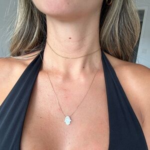 Opal hamsa necklace